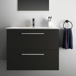 Ideal Standard I.life A Matt Carbon Grey Wood Effect Wall-Mounted Bathroom Vanity Unit (H) 630mm (W) 800mm - thumbnail 5
