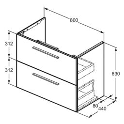 Ideal Standard I.life A Matt Carbon Grey Wood Effect Wall-Mounted Bathroom Vanity Unit (H) 630mm (W) 800mm - thumbnail 6