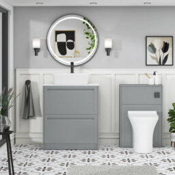 Royal Bathrooms Royal Bathroom Elmore 700mm Matt Pebble Grey Freestanding Bathroom Vanity Unit 2 Drawer Plain White Worktop With Cube Basin - thumbnail 5