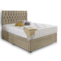 Dining Tables Beirut Matching Headboard Divan Set, 2 Drawer On Same Side With Sprung 1500 Comfort Mattress - Light Boucle Natural - King - thumbnail 4