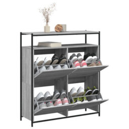Walplus Shoe Cabinet With 4 Flip-Drawers Grey Sonoma 100X34X112 Cm - thumbnail 4