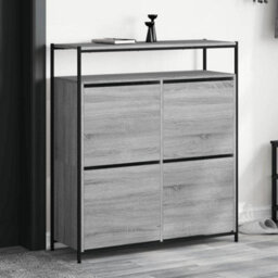 Walplus Shoe Cabinet With 4 Flip-Drawers Grey Sonoma 100X34X112 Cm - thumbnail 1