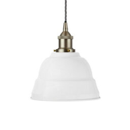 White Lincoln Painted Dome Pendant Light With Brushed Chrome Lamp Holder And Grey Twisted Cable - Se Home - thumbnail 1