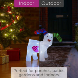 Neo Led Snowdog Christmas Decoration 24 Ice White Lights The Snowman & The Snowdog Battery Powered Indoor Outdoor Festive Light Di - thumbnail 4