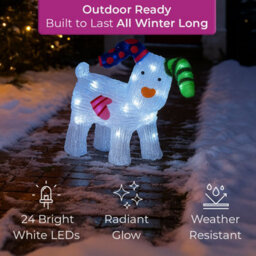 Neo Led Snowdog Christmas Decoration 24 Ice White Lights The Snowman & The Snowdog Battery Powered Indoor Outdoor Festive Light Di - thumbnail 3