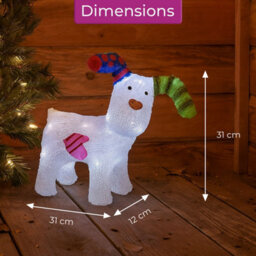 Neo Led Snowdog Christmas Decoration 24 Ice White Lights The Snowman & The Snowdog Battery Powered Indoor Outdoor Festive Light Di - thumbnail 6