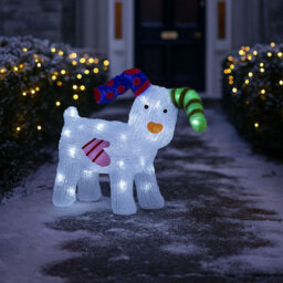 Neo Led Snowdog Christmas Decoration 24 Ice White Lights The Snowman & The Snowdog Battery Powered Indoor Outdoor Festive Light Di - thumbnail 2