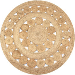 Berkfield Durable Area Rug Braided Design Jute 120 Cm Round - thumbnail 2