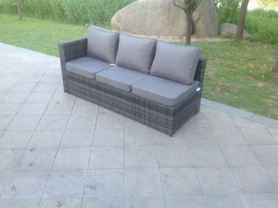Fimous 3 Seater Single Arm Rest Rattan Lounge Sofa Patio Outdoor Garden Furniture With Seat And Back Cushion - image 1