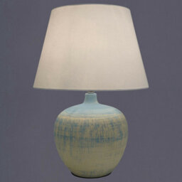 K Living Tenby Blue Table Lamp Glazed Ceramic Base And White Fabric Coated Shade - thumbnail 1