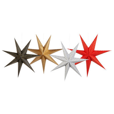 Beliani Set Of 4 Hanging Decorations Led Kamet Star 60 Cm Multicolour - image 1