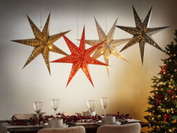 Beliani Set Of 4 Hanging Decorations Led Kamet Star 60 Cm Multicolour - thumbnail 2
