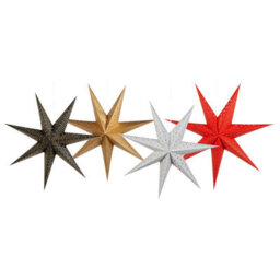 Beliani Set Of 4 Hanging Decorations Led Kamet Star 60 Cm Multicolour - thumbnail 1