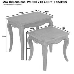 The Furniture Market French Chateau Oak Nest Of 2 Tables Solid Side Tables Hand-Carved Cabriole Legs Classic French Style Natural Whitewashed Finish - thumbnail 8