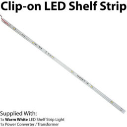 450mm Clip On Led Shelf Kit Warm White 4mm Glass Illuminated Kitchen Unit Light - thumbnail 1