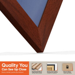 "AK Frames 25X17"" Rose Wood Modern Vinyl Record Frame With Blue Mount For 12 Inch Lp Cover & Disc - Overlapped Design" - thumbnail 3