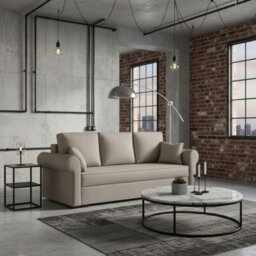 Olimpia Living Room Sofa Bed With Sleeping Function Bonell Springs Foam Hydrophobic Fabric 234X92X90 Cm Light Beige - thumbnail 3