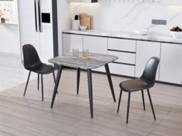 Core Products Aspen Grey Oak Effect 80Cm Square Dining Table With 2 Black Plastic Curve Design Chairs - thumbnail 1