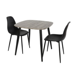 Core Products Aspen Grey Oak Effect 80Cm Square Dining Table With 2 Black Plastic Curve Design Chairs - thumbnail 7