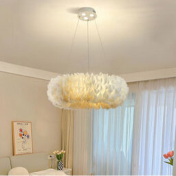 Living And Home Modern White Chic Fluffy Feather Chandelier Ceiling Pendant Light Shade Dia 50Cm