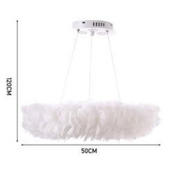 Living And Home Modern White Chic Fluffy Feather Chandelier Ceiling Pendant Light Shade Dia 50Cm - thumbnail 5