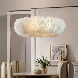 Living And Home Modern White Chic Fluffy Feather Chandelier Ceiling Pendant Light Shade Dia 50Cm - thumbnail 3