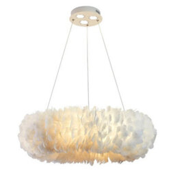 Living And Home Modern White Chic Fluffy Feather Chandelier Ceiling Pendant Light Shade Dia 50Cm - thumbnail 4