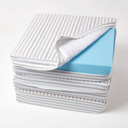 Homescapes Grey Stripe Quilted Cotton 3 Seater Orthopaedic Booster Cushion Cover - thumbnail 1