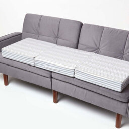 Homescapes Grey Stripe Quilted Cotton 3 Seater Orthopaedic Booster Cushion Cover - thumbnail 2