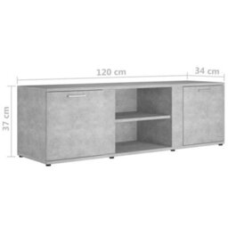 Berkfield Tv Cabinet Concrete Grey 120X34X37 Cm Engineered Wood - thumbnail 9