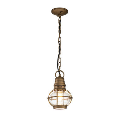 Luminosa Lighting Elstead Kichler Bridgepoint Outdoor Pendant Ceiling Light Natural Brass, Ip44 - image 1