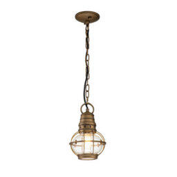 Luminosa Lighting Elstead Kichler Bridgepoint Outdoor Pendant Ceiling Light Natural Brass, Ip44