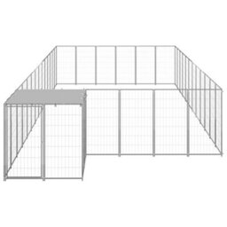 Berkfield Durable Dog Kennel Silver 22.99 M2 Steel - thumbnail 1