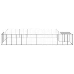 Berkfield Durable Dog Kennel Silver 22.99 M2 Steel - thumbnail 3