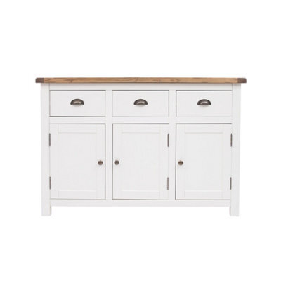 Cabinet Bits Lovere Off White 3 Drawer 3 Door Sideboard Brass Cup Handle - image 1
