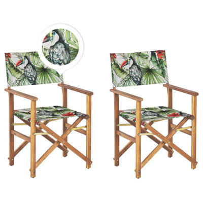 Beliani Set Of 2 Garden Chairs Cine Acacia Wood Green - image 1