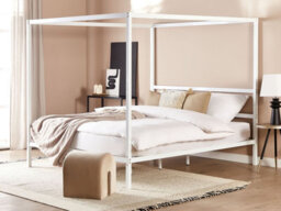 Beliani Four Poster Bed Metal Lestards 180 X 200 Cm (Eu Super King) White - thumbnail 2