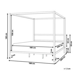 Beliani Four Poster Bed Metal Lestards 180 X 200 Cm (Eu Super King) White - thumbnail 3