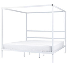 Beliani Four Poster Bed Metal Lestards 180 X 200 Cm (Eu Super King) White - thumbnail 1