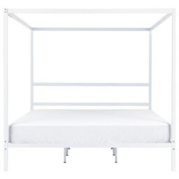 Beliani Four Poster Bed Metal Lestards 180 X 200 Cm (Eu Super King) White - thumbnail 4