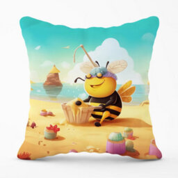 Warren Reed Designer Bumblebee On A Beach Holiday Cushions 45Cm X 45Cm - thumbnail 1