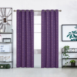 Deconovo Noise Reduction Eyelet Curtains, Gold Diamond Printed Thermal Insulated Curtains, W46 X L90 Inch, Purple Grape, One Pair - thumbnail 2