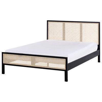 Beliani Bed Pine Wood Salernas 140 X 200 Cm (Eu Double) Black - image 1