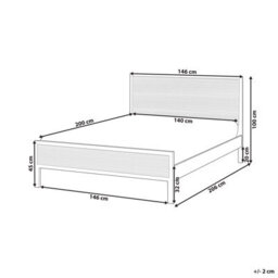 Beliani Bed Pine Wood Salernas 140 X 200 Cm (Eu Double) Black - thumbnail 3