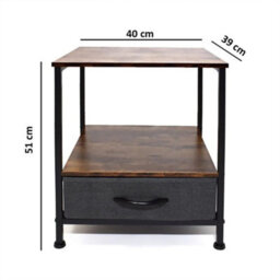 Fwstyle 1 Drawer Walnut Effect Side Table Industrial Inspired Design - thumbnail 6