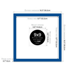 "9X9"" Blue Picture Frame - 9X9"" Square Frame With 6X6"" Mount For 9X9""/6X6"" Pictures Art Deco Style Room Decor, 1 Pack" - thumbnail 2