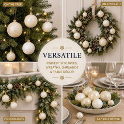 Decoris 2X 30 Wool White Baubles Shatterproof Christmas Tree Hanging Decoration - thumbnail 8