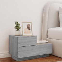 Berkfield Bedside Cabinet With Led Lights Grey Sonoma 70X36X40.5 Cm - thumbnail 3