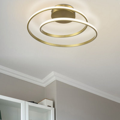 Cosylyte Alston Double Ring Integr. Led Modern Ceiling Light - Brushed Brass - image 1
