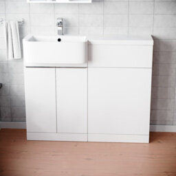 Nes Home 1000mm Left Hand Freestanding White Cabinet With Basin & Wc Unit - thumbnail 2